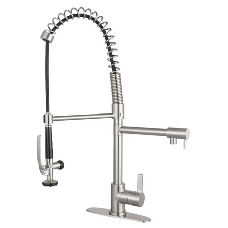 GOURMETIER LS8508CTL Continental Single-Handle Pre-Rinse Kitchen Faucet, Nickel LS8508CTL